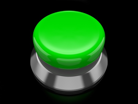 A render of a green button over a black reflective surface