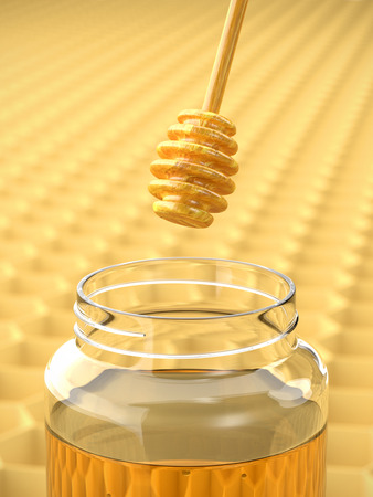 A render of a dipper dripping honeyの写真素材