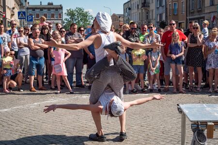 The Clowns on Street festival of curiosities, an international meeting of street artists, performers and living statues .. Szamotuly, Polandのeditorial素材