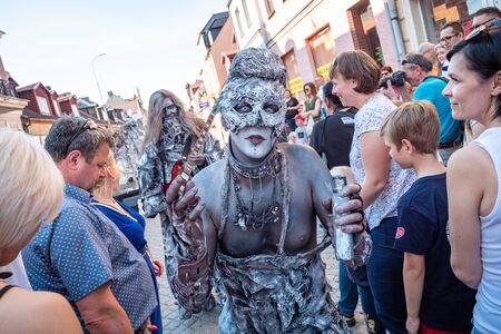 The Clowns on Street festival of curiosities, an international meeting of street artists, performers and living statues .. Szamotuly, Polandのeditorial素材