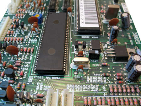Part of printed circuit board with electronic components