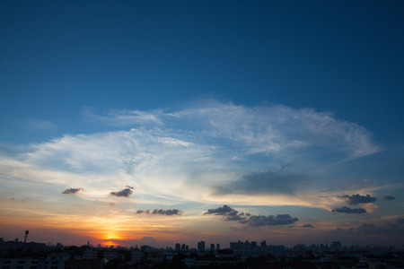 Aerial view of dramatic sunsetの写真素材