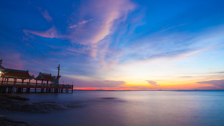 Nice sunset on beach in Thailandの写真素材