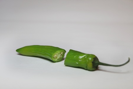 Sliced Jalapeno green on tableの写真素材