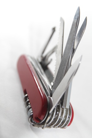 Multipurpose knife on white backgroundの写真素材
