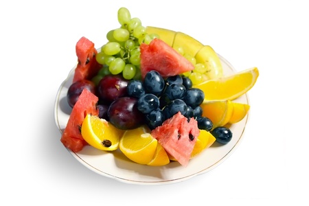 fresh fruits on plateの写真素材