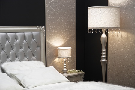 Detail of elegant bedroom nightstandの写真素材