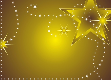 Golden Christmas stars backgrounds with space for text の写真素材