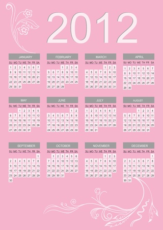 2012 calendar with pink backgroundのイラスト素材