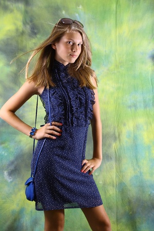 studio portrait of blonde womanの写真素材