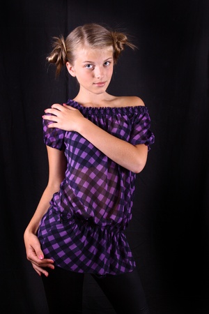 studio portrait of blonde womanの写真素材