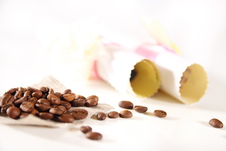 beautiful background with coffee and paperの写真素材