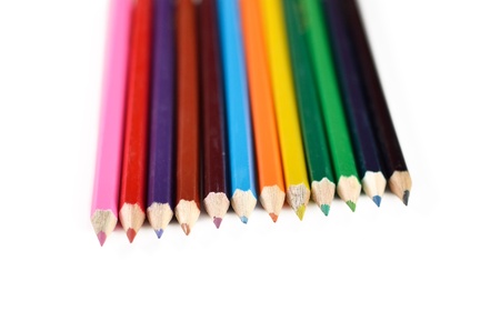 Color pencils isolated on white background close upの写真素材