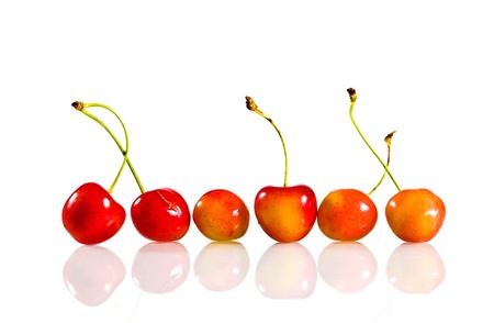 Six Sweet Cherry On Whiteの写真素材