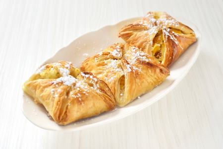 Puff pastry on the plateの写真素材