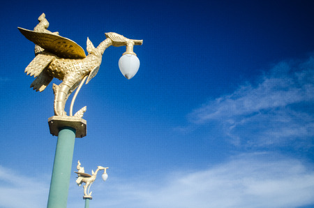 Lamp post and blue skyの写真素材