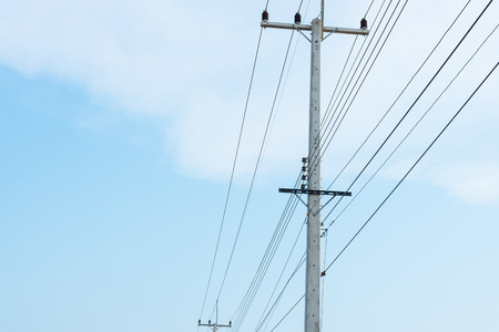 Electric and telephone cable postの写真素材