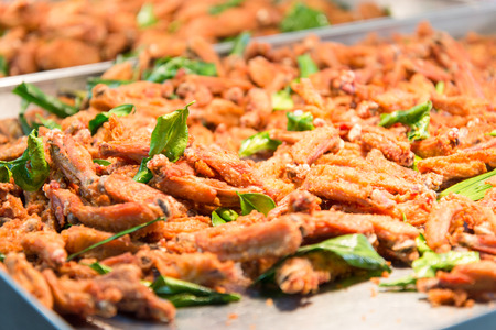 Fry chicken for sale in the plateの写真素材