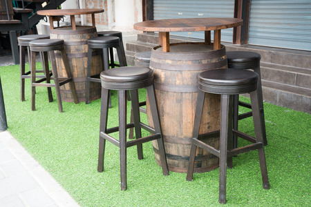 Table and chair in restaurantの写真素材