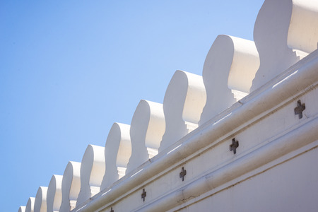 White wall of grand palace in Thailandの写真素材
