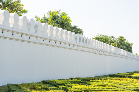 White wall of grand palace in Thailandの写真素材