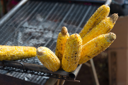 Grilled corn for saleの写真素材