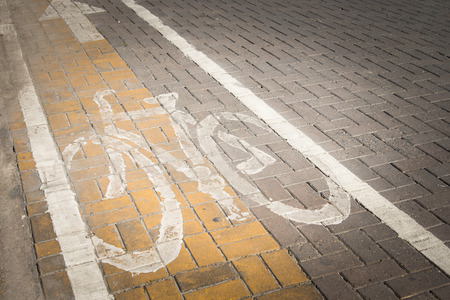 Bicycle signs on the streetの写真素材