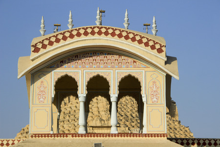 Upper portion of ISKCON Temple at Ahmedabad, Gujarath, India, Asiaの写真素材