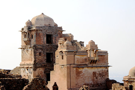 Closer view of portion of Kumbh Mahal (Palace), Chittorgarh Fort, Rajasthan, India, Asiaのeditorial素材