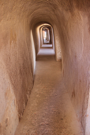Narrow corridor at Rani Roopamati Pavilion at Mandu in Madhya Pradesh, India, Asiaの写真素材