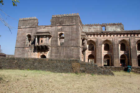 View of portion of Hindola Mahal or Swinging Palace at Mandu in Madhya Pradesh, India, Asiaのeditorial素材