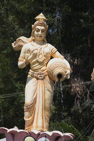 Cement Statue of Goddess Ganga at Viswashanti Ashram, near Bengaluru, Karnataka, India, Asia