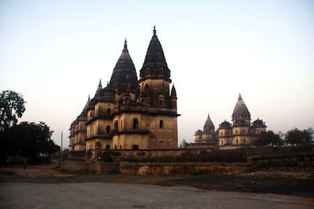 View of Chaturbhuj Temple at Orchha in early morning dull light, Madha Pradesh, India, Asiaの写真素材