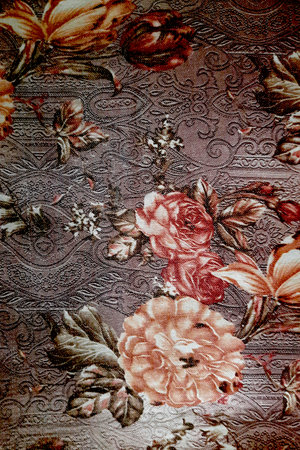View of brown cloth with beautiful floral printed pattern