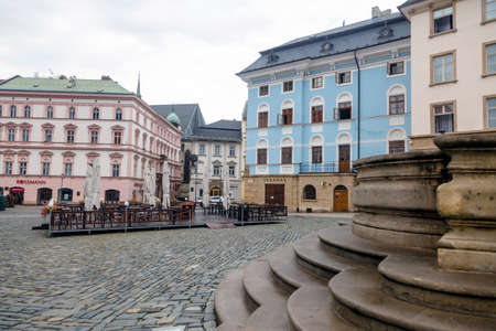Old buildings in the tourist downtown of Olomouc, city in the eastern province of Moravia in the Czech Republic.のeditorial素材