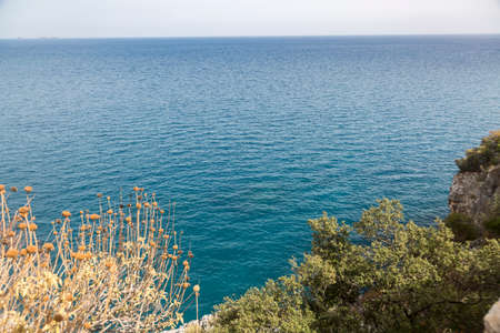 Blue water and green Mediterranean sea coast, Anatolia, Turkey