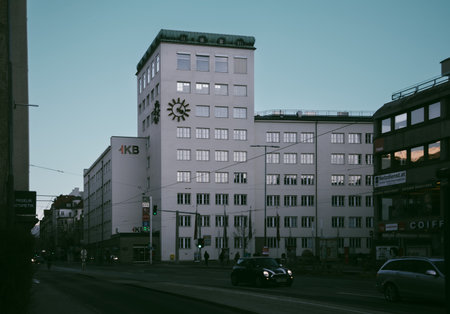 Innsbruck, Austria - 9 Jan, 2020:square residential building in a modern style