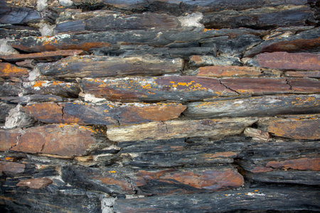Stone rusty steel composite plates, grey-brown backgroundの写真素材
