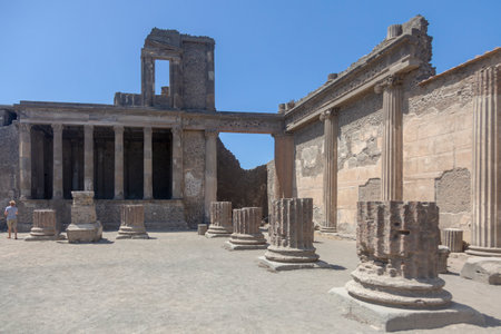 The ruins of a roman temple in the city of Pompeii, Italy, the classical Roman cityのeditorial素材