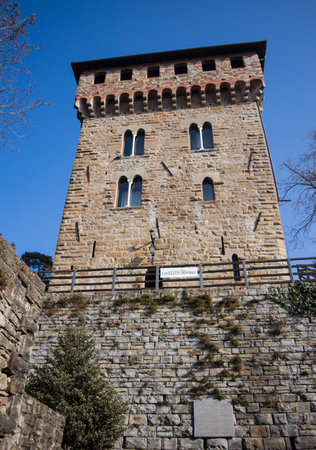 View of the Castle of Trisobbio in Piedmont - Italyのeditorial素材