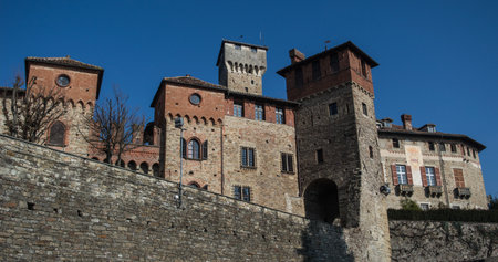 View of the Castle of Tagliolo Monferrato in Piedmont - Italyのeditorial素材