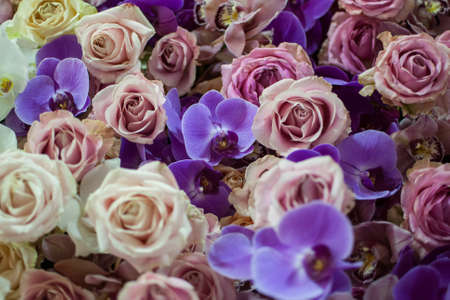 Close-up of a beautiful flower arrangement for a weddingの写真素材