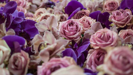 Close-up of a beautiful flower arrangement for a weddingの写真素材