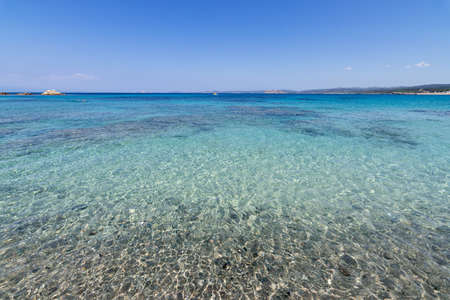 Panorama of a Summer Day in Vignola Beach in Sardiniaの写真素材