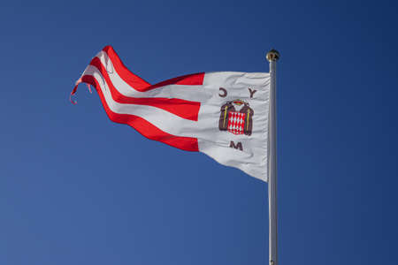 Detail of the Flag of the Yacht Club Marina of the Principality of Monacoのeditorial素材