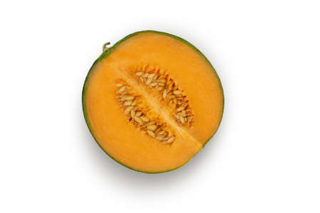 Half of melon isolated on white background. Top view.