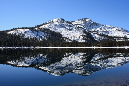 Mountain Reflection Donner Lakeの写真素材