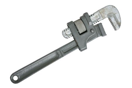 Metallic adjustable spanner isolated on white backgroundの写真素材