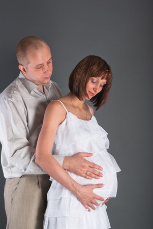 The husband and the wife in expectation of the babyの写真素材