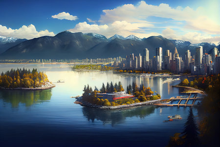 Beautiful view of Vancouver, British Columbia, Canada. Generative Aiの素材